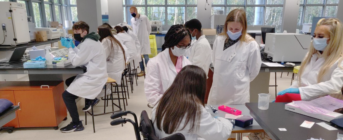 A classroom photo from Amgen Biotech Experience