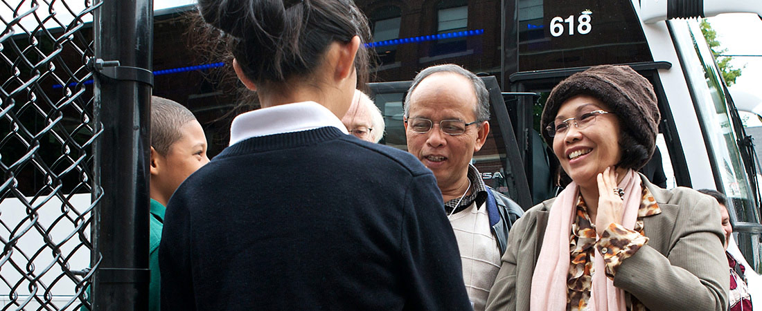 Educators from Indonesia arrive at St. Columbkille Partnership School.