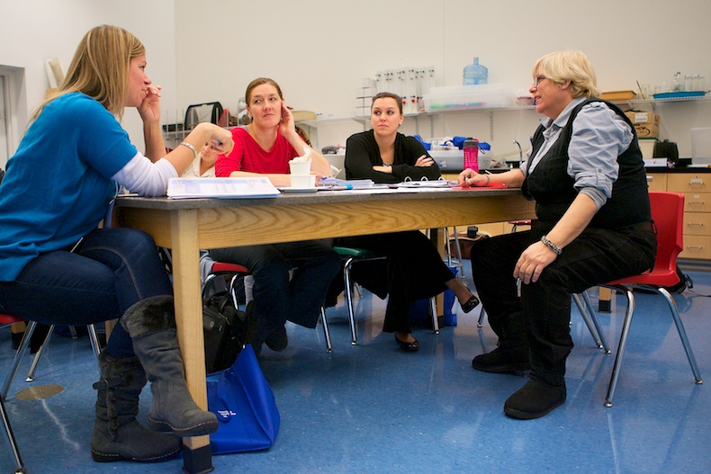 "One of our strongest beliefs is that teachers need to build their own knowledge—especially preschool teachers," says EDC’s Cindy Hoisington (far right).