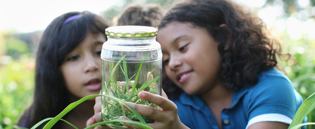 A photo of children engaged in science