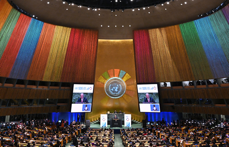 United Nations Secretary-General Antonio Guterres speaks at the opening session of the second Sustainable Development Goals (SDG) Summit on September 18, 2023 ahead of the 78th UN General Assembly. (Photo by TIMOTHY A. CLARY/AFP via Getty Images)