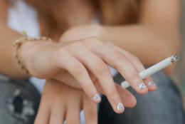 A young woman smoking