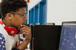 A student working on a computer