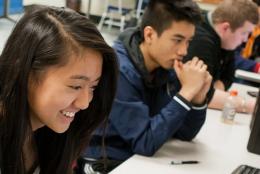 A photo of student using computer representing EDC Awarded Education Innovation Research Grant for Beauty & Joy of Computing