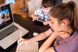 A photo of students working from home